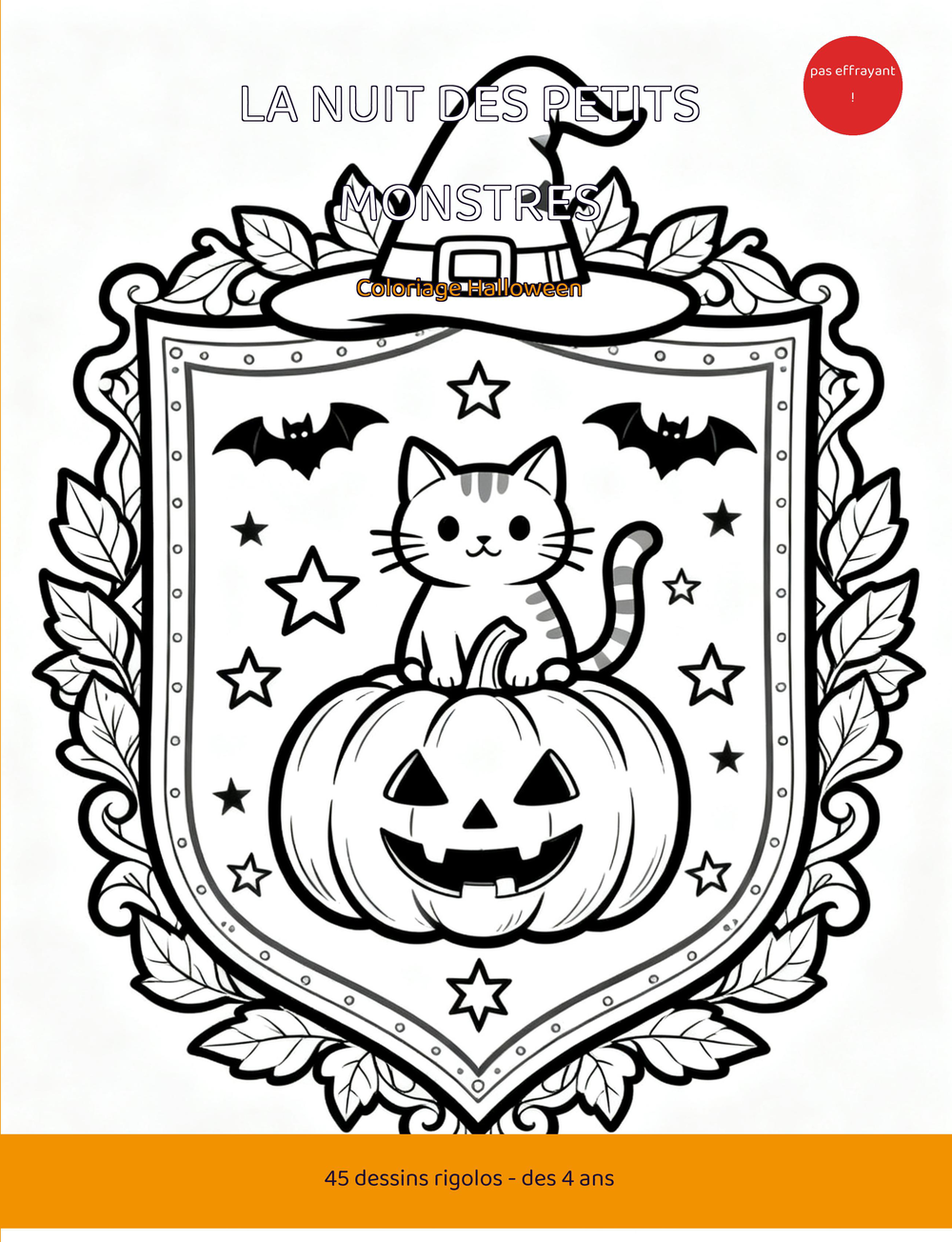 Couverture du cahier de coloriage La Nuit des Petits Monstres, Halloween 4-6 ans, Emma et Theo