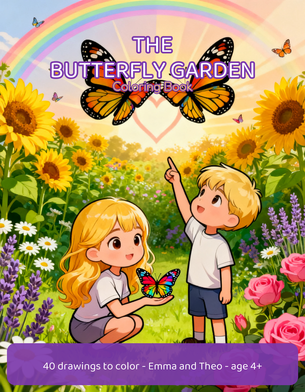 Cover of The Butterfly Garden coloring book, ages 4-6