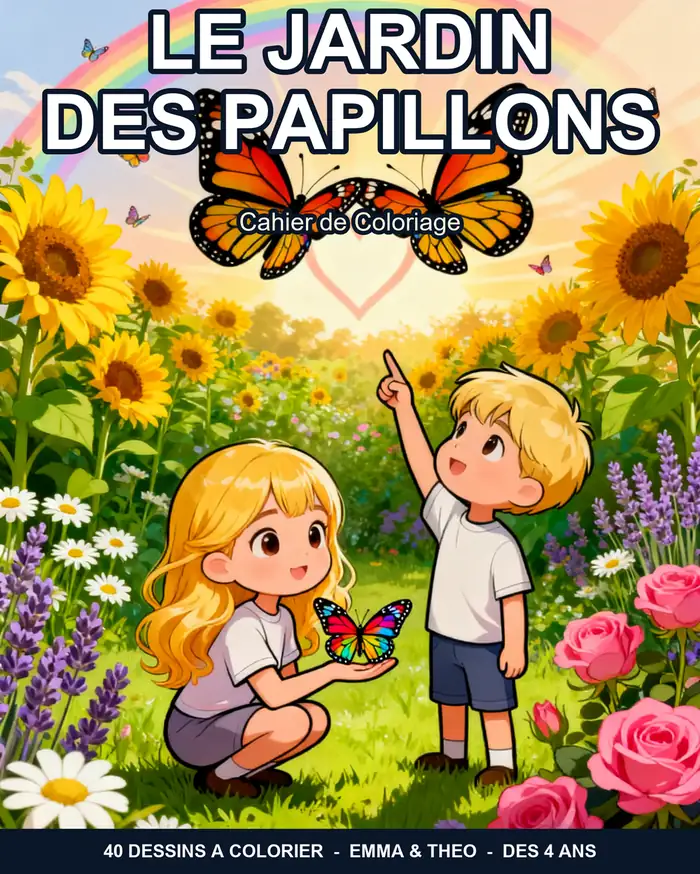 Couverture du cahier de coloriage Le Jardin des Papillons, 4-6 ans