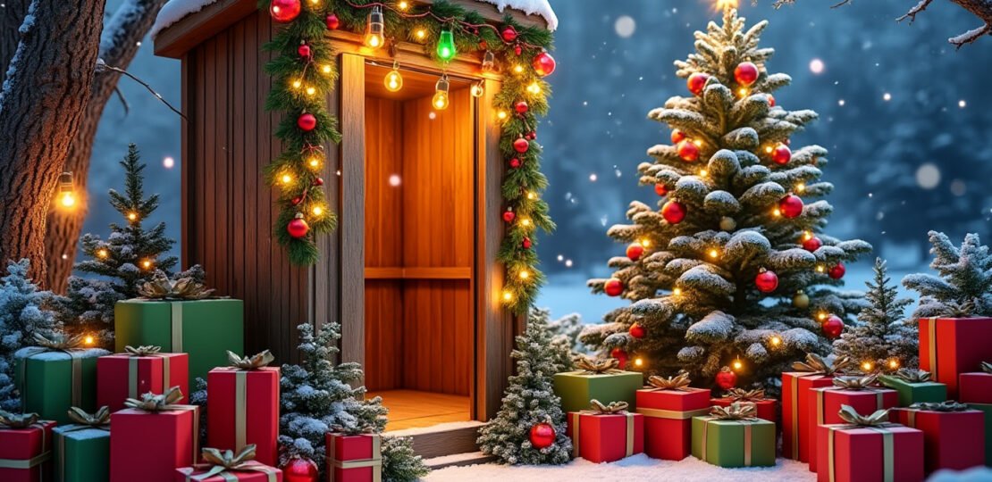 Creating a photo booth with your outdoor christmas decorations